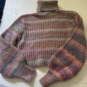 Topshop Multicolor Striped Turtleneck Sweater